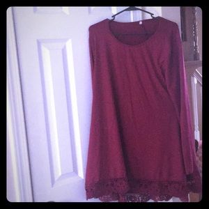 NWOT Cupshe Maroon Lace Tunic Size Large